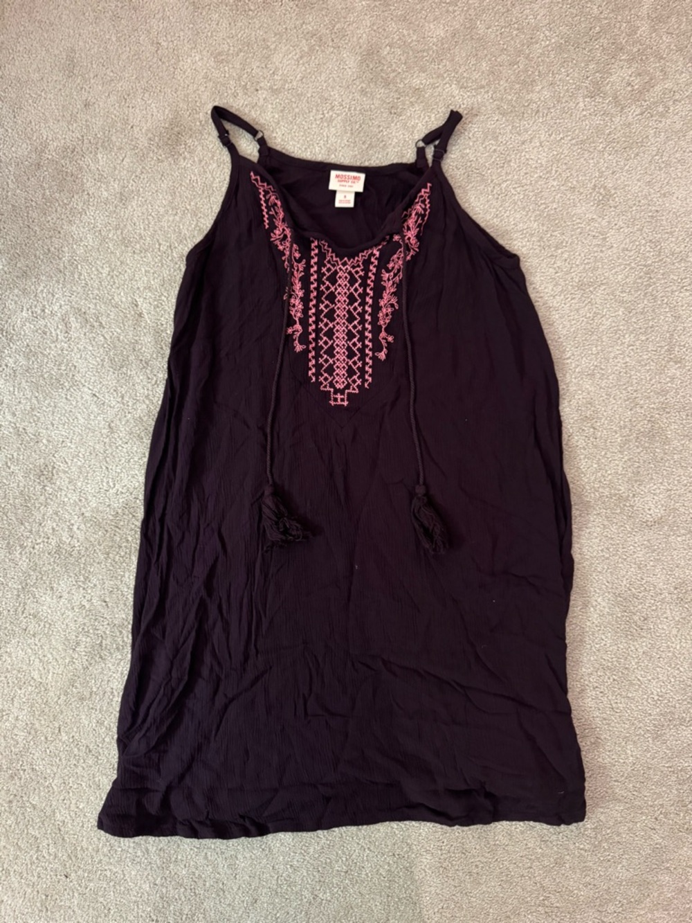 Mossimo Supply Co. Purple Tank Dress with Pink Embroidery